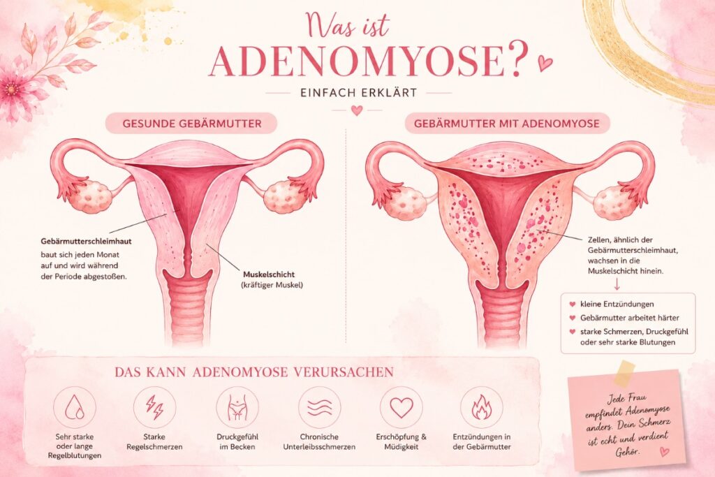 Was ist Adenomyose? Symptome, Ursachen & warum sie oft mit Endometriose verwechselt wird